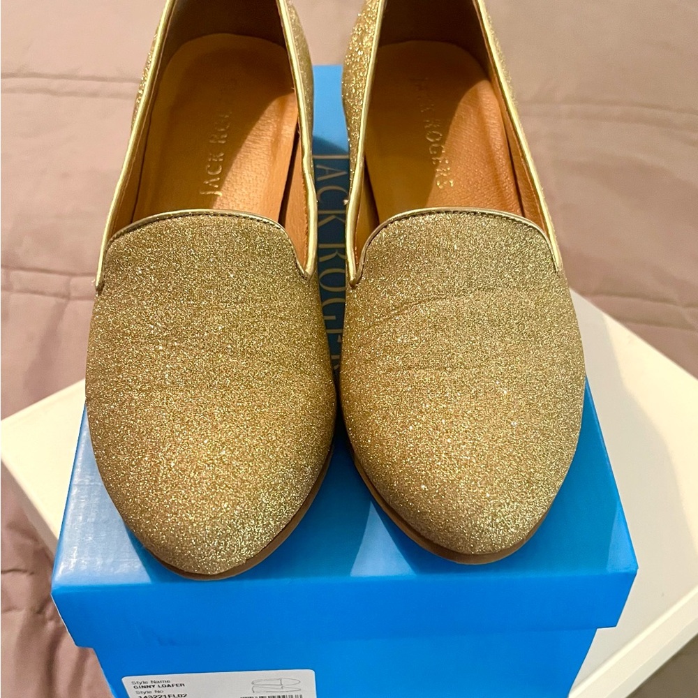 Jack Rogers Glittering Gold Flats